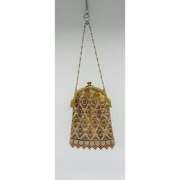 Art Deco Whiting and Davis enamelled metallic mesh bag or evening purse - Picture 5 of 6